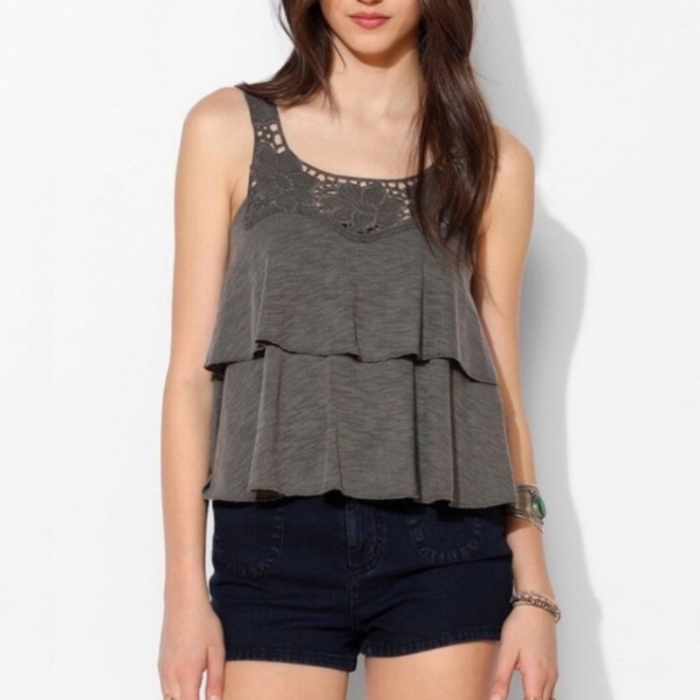 Kimchi Blue Rayanna gray crochet tank